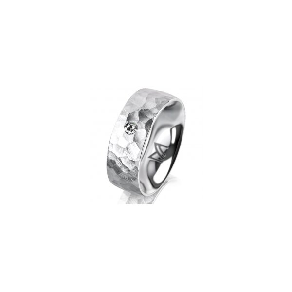 Ring 14 Karat Weissgold 7.0 mm diamantmatt 1 Brillant G vs 0,050ct