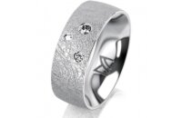 Ring 14 Karat Weissgold 7.0 mm kreismatt 3 Brillanten G...