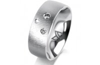 Ring 14 Karat Weissgold 7.0 mm sandmatt 3 Brillanten G vs...