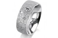 Ring 14 Karat Weissgold 7.0 mm kristallmatt 3 Brillanten...