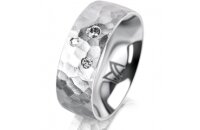 Ring 14 Karat Weissgold 7.0 mm diamantmatt 3 Brillanten G...