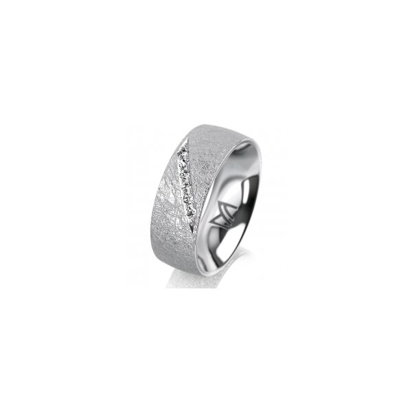 Ring 14 Karat Weissgold 7.0 mm kreismatt 6 Brillanten G vs Gesamt 0,080ct