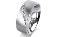 Ring 14 Karat Weissgold 7.0 mm sandmatt 6 Brillanten G vs...