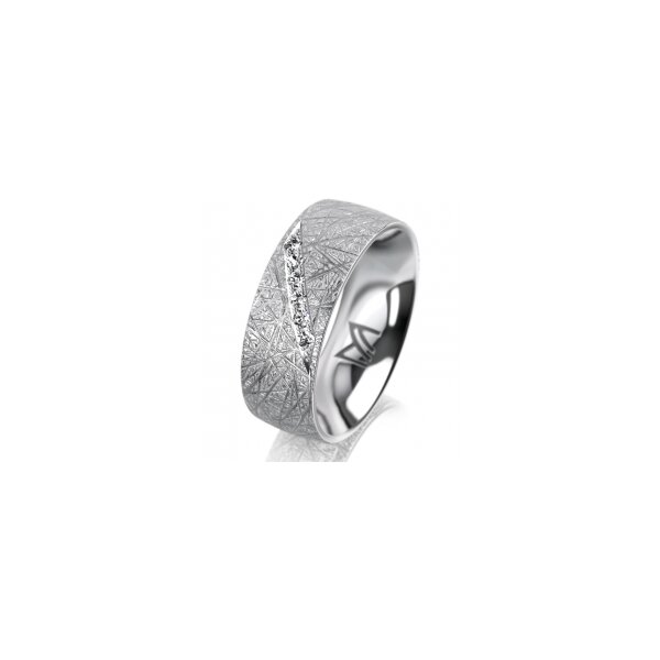 Ring 14 Karat Weissgold 7.0 mm kristallmatt 6 Brillanten G vs Gesamt 0,080ct