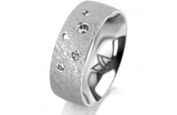 Ring 14 Karat Weissgold 7.0 mm kreismatt 5 Brillanten G...