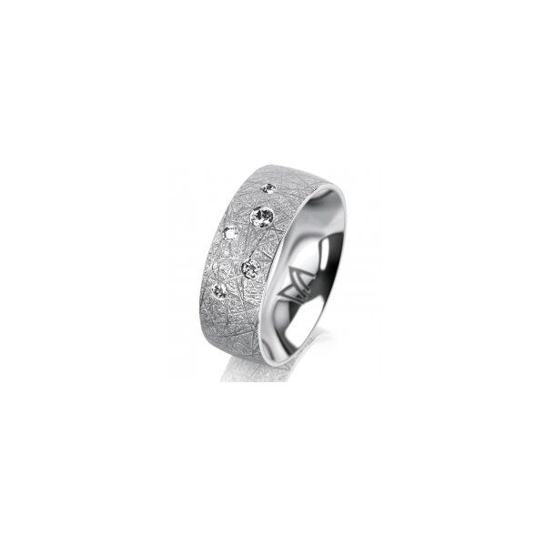 Ring 14 Karat Weissgold 7.0 mm kristallmatt 5 Brillanten G vs Gesamt 0,095ct