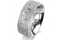 Ring 14 Karat Weissgold 7.0 mm kristallmatt 5 Brillanten...