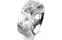 Ring 14 Karat Weissgold 7.0 mm diamantmatt 5 Brillanten G...