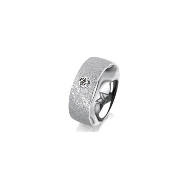 Ring 14 Karat Weissgold 7.0 mm kreismatt 1 Brillant G vs 0,090ct