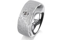 Ring 14 Karat Weissgold 7.0 mm kreismatt 1 Brillant G vs...