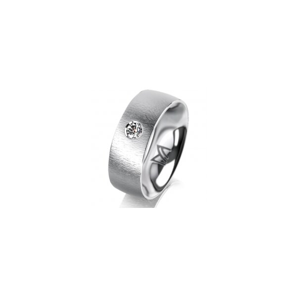 Ring 14 Karat Weissgold 7.0 mm sandmatt 1 Brillant G vs 0,090ct