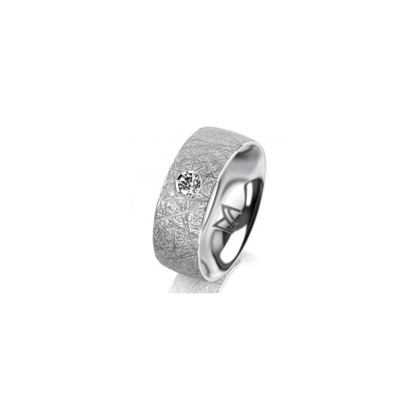 Ring 14 Karat Weissgold 7.0 mm kristallmatt 1 Brillant G vs 0,090ct