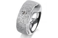 Ring 14 Karat Weissgold 7.0 mm kristallmatt 1 Brillant G...