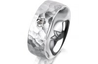 Ring 14 Karat Weissgold 7.0 mm diamantmatt 1 Brillant G...