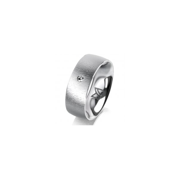 Ring 18 Karat Weissgold 7.0 mm sandmatt 1 Brillant G vs 0,025ct
