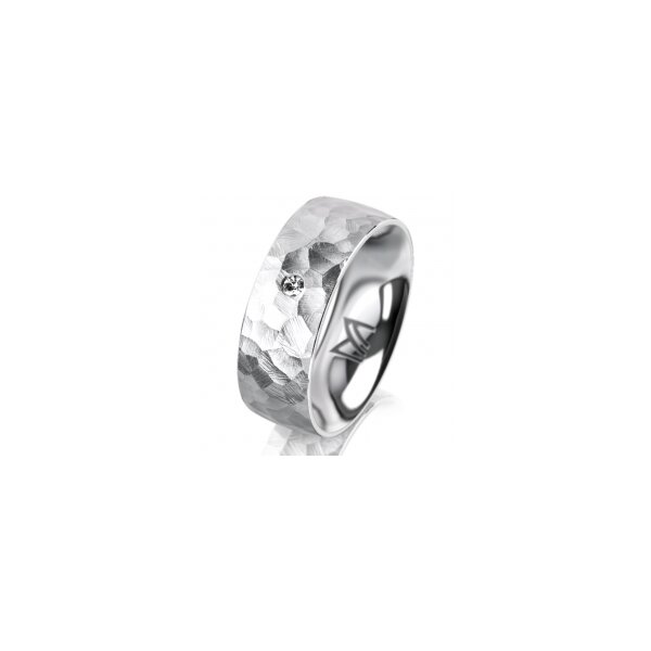 Ring 18 Karat Weissgold 7.0 mm diamantmatt 1 Brillant G vs 0,025ct