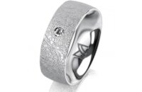 Ring 18 Karat Weissgold 7.0 mm kreismatt 1 Brillant G vs...