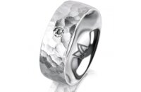 Ring 18 Karat Weissgold 7.0 mm diamantmatt 1 Brillant G...
