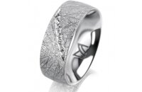 Ring 18 Karat Weissgold 7.0 mm kristallmatt 6 Brillanten...