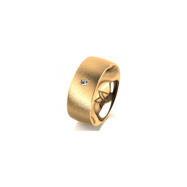 Ring 14 Karat Gelbgold 8.0 mm sandmatt 1 Brillant G vs 0,025ct