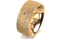 Ring 14 Karat Gelbgold 8.0 mm kristallmatt 1 Brillant G...