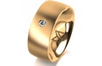 Ring 14 Karat Gelbgold 8.0 mm l&auml;ngsmatt 1 Brillant G...