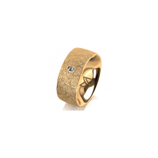 Ring 14 Karat Gelbgold 8.0 mm kristallmatt 1 Brillant G vs 0,050ct