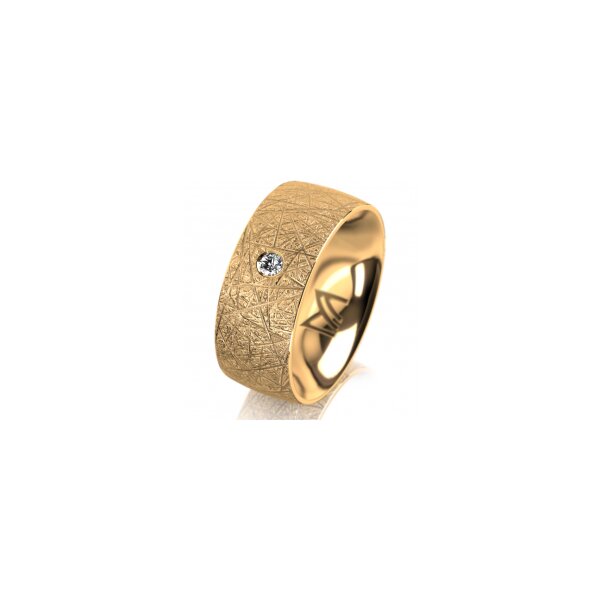 Ring 14 Karat Gelbgold 8.0 mm kristallmatt 1 Brillant G vs 0,050ct