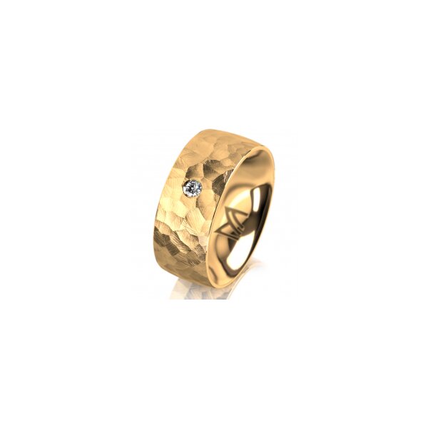 Ring 14 Karat Gelbgold 8.0 mm diamantmatt 1 Brillant G vs 0,050ct
