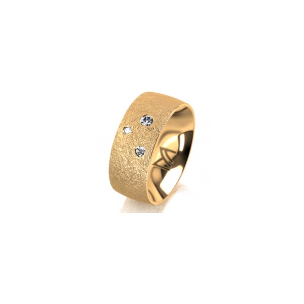 Ring 14 Karat Gelbgold 8.0 mm kreismatt 3 Brillanten G vs Gesamt 0,080ct