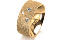 Ring 14 Karat Gelbgold 8.0 mm kristallmatt 3 Brillanten G...