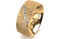 Ring 14 Karat Gelbgold 8.0 mm kristallmatt 7 Brillanten G...