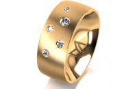 Ring 14 Karat Gelbgold 8.0 mm l&auml;ngsmatt 5 Brillanten...