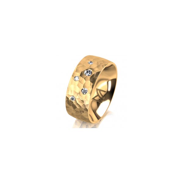 Ring 14 Karat Gelbgold 8.0 mm diamantmatt 5 Brillanten G vs Gesamt 0,115ct
