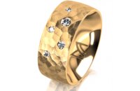 Ring 14 Karat Gelbgold 8.0 mm diamantmatt 5 Brillanten G...