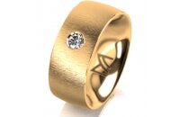Ring 14 Karat Gelbgold 8.0 mm sandmatt 1 Brillant G vs...