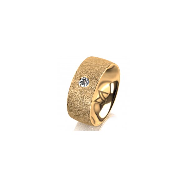 Ring 14 Karat Gelbgold 8.0 mm kristallmatt 1 Brillant G vs 0,090ct