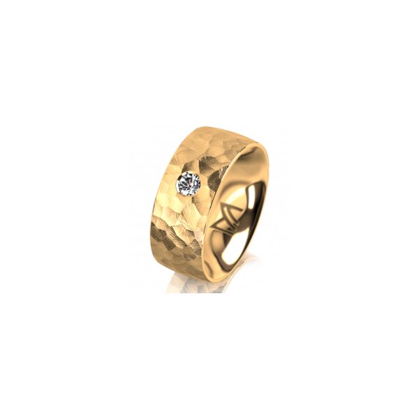 Ring 14 Karat Gelbgold 8.0 mm diamantmatt 1 Brillant G vs 0,090ct