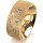 Ring 18 Karat Gelbgold 8.0 mm kristallmatt 3 Brillanten G vs Gesamt 0,080ct
