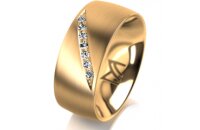 Ring 18 Karat Gelbgold 8.0 mm l&auml;ngsmatt 7 Brillanten...