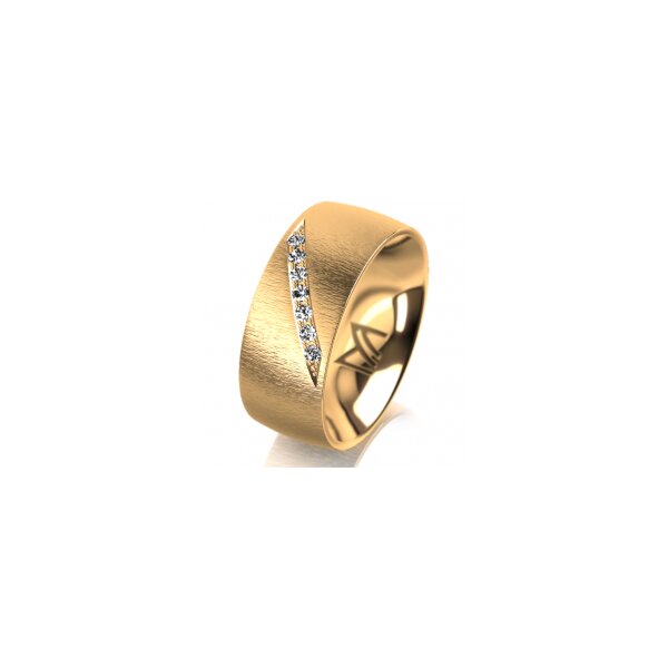 Ring 18 Karat Gelbgold 8.0 mm sandmatt 7 Brillanten G vs Gesamt 0,095ct