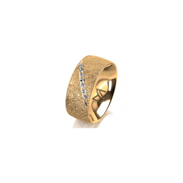 Ring 18 Karat Gelbgold 8.0 mm kristallmatt 7 Brillanten G vs Gesamt 0,095ct