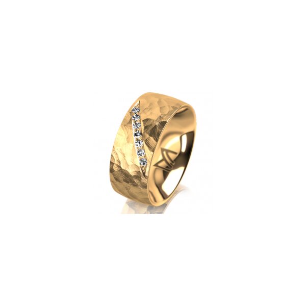 Ring 18 Karat Gelbgold 8.0 mm diamantmatt 7 Brillanten G vs Gesamt 0,095ct
