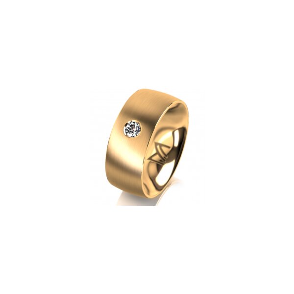 Ring 18 Karat Gelbgold 8.0 mm l&auml;ngsmatt 1 Brillant G vs 0,090ct