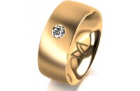 Ring 18 Karat Gelbgold 8.0 mm l&auml;ngsmatt 1 Brillant G...