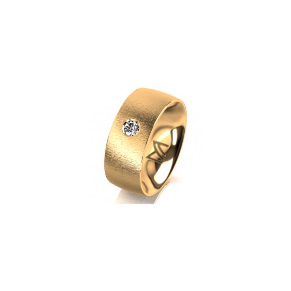 Ring 18 Karat Gelbgold 8.0 mm sandmatt 1 Brillant G vs 0,090ct