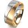 Ring 14 Karat Gelb-/Weissgold 8.0 mm l&auml;ngsmatt