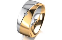 Ring 14 Karat Gelb-/Weissgold 8.0 mm poliert 1 Brillant G...
