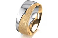 Ring 14 Karat Gelb-/Weissgold 8.0 mm kreismatt 1 Brillant...