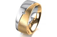 Ring 14 Karat Gelb-/Weissgold 8.0 mm sandmatt 1 Brillant...